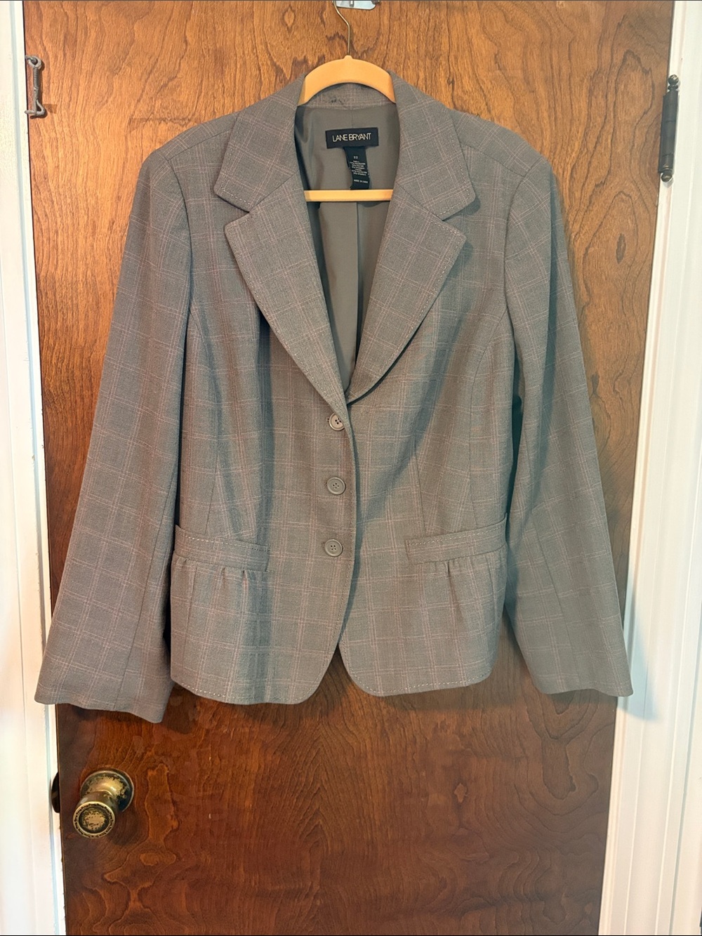Lane Bryant Gray Plaid Tailored Blazer
